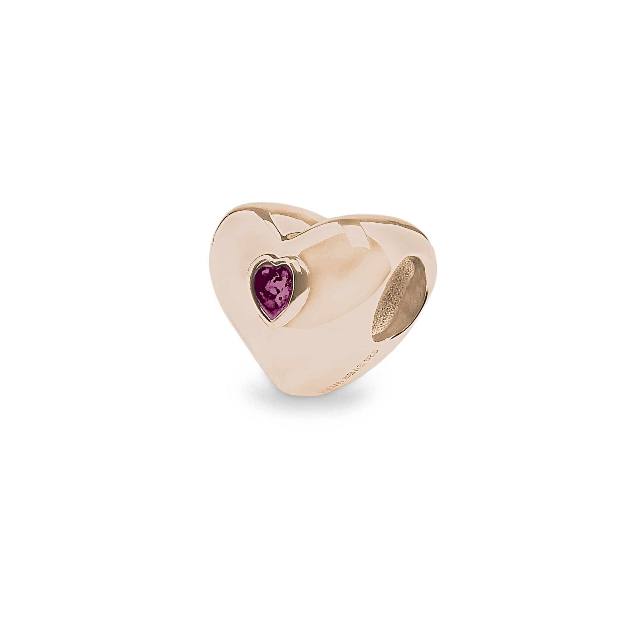 EverWith Heart Memorial Ashes Charm Bead 9k Rose Gold Violet