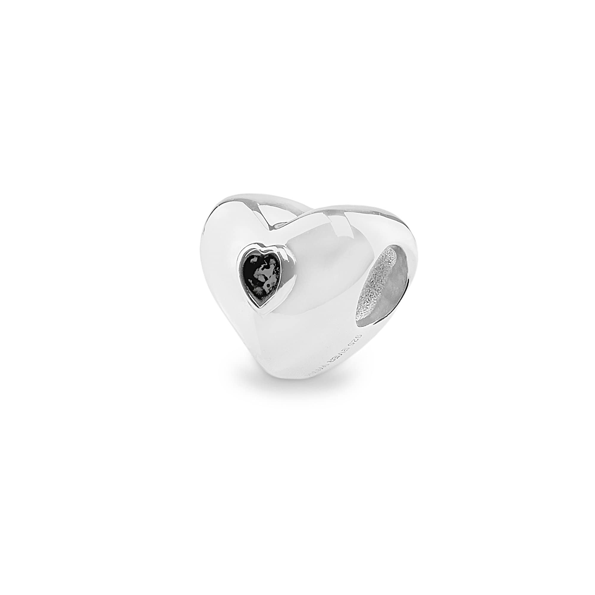 EverWith Heart Memorial Ashes Charm Bead Black