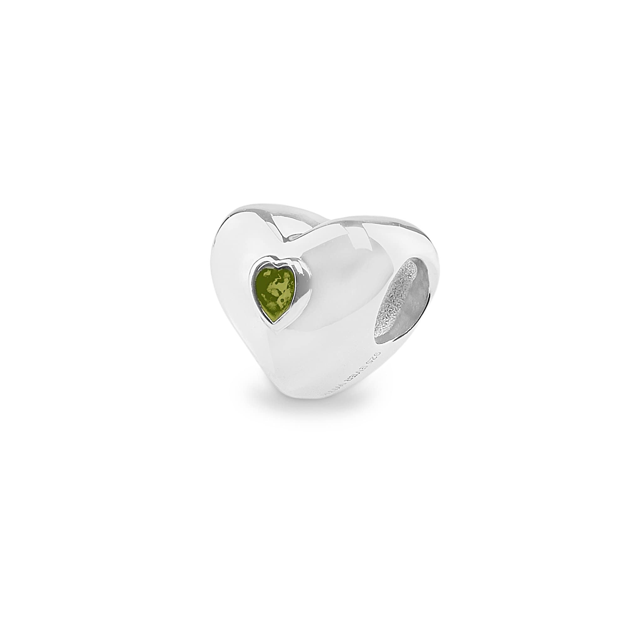 EverWith Heart Memorial Ashes Charm Bead Green