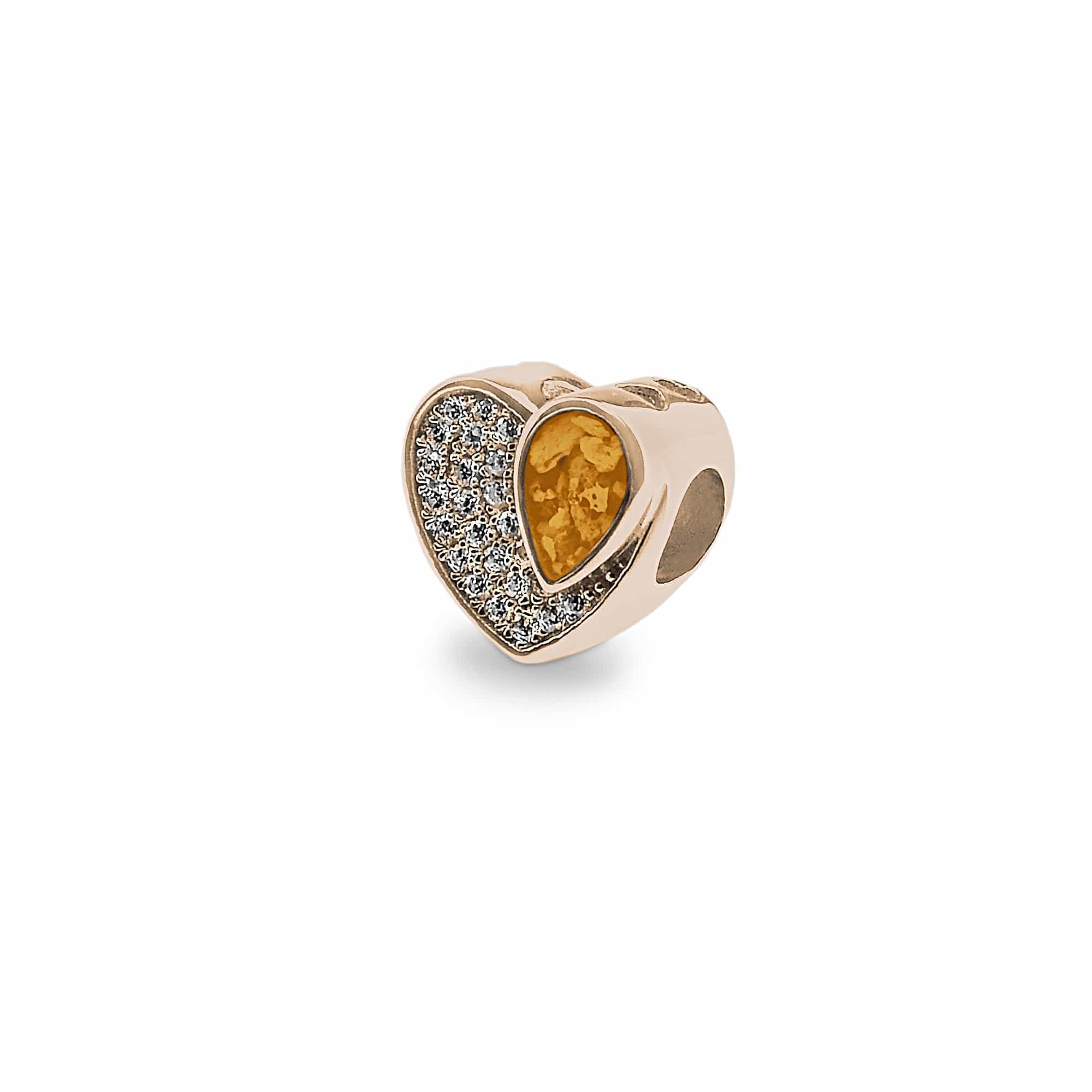 EverWith Beloved Memorial Ashes Charm Bead with Fine Crystals 9k Rose Gold Orange