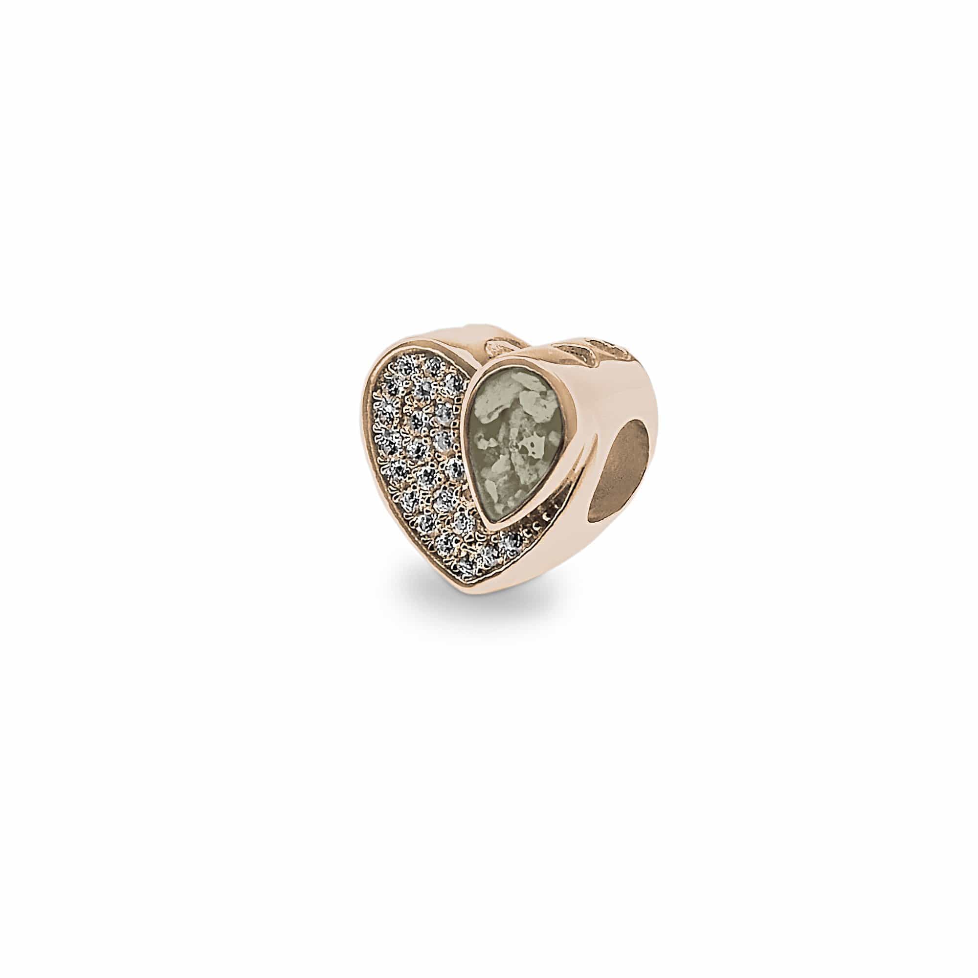 EverWith Beloved Memorial Ashes Charm Bead with Fine Crystals 9k Rose Gold Transparent