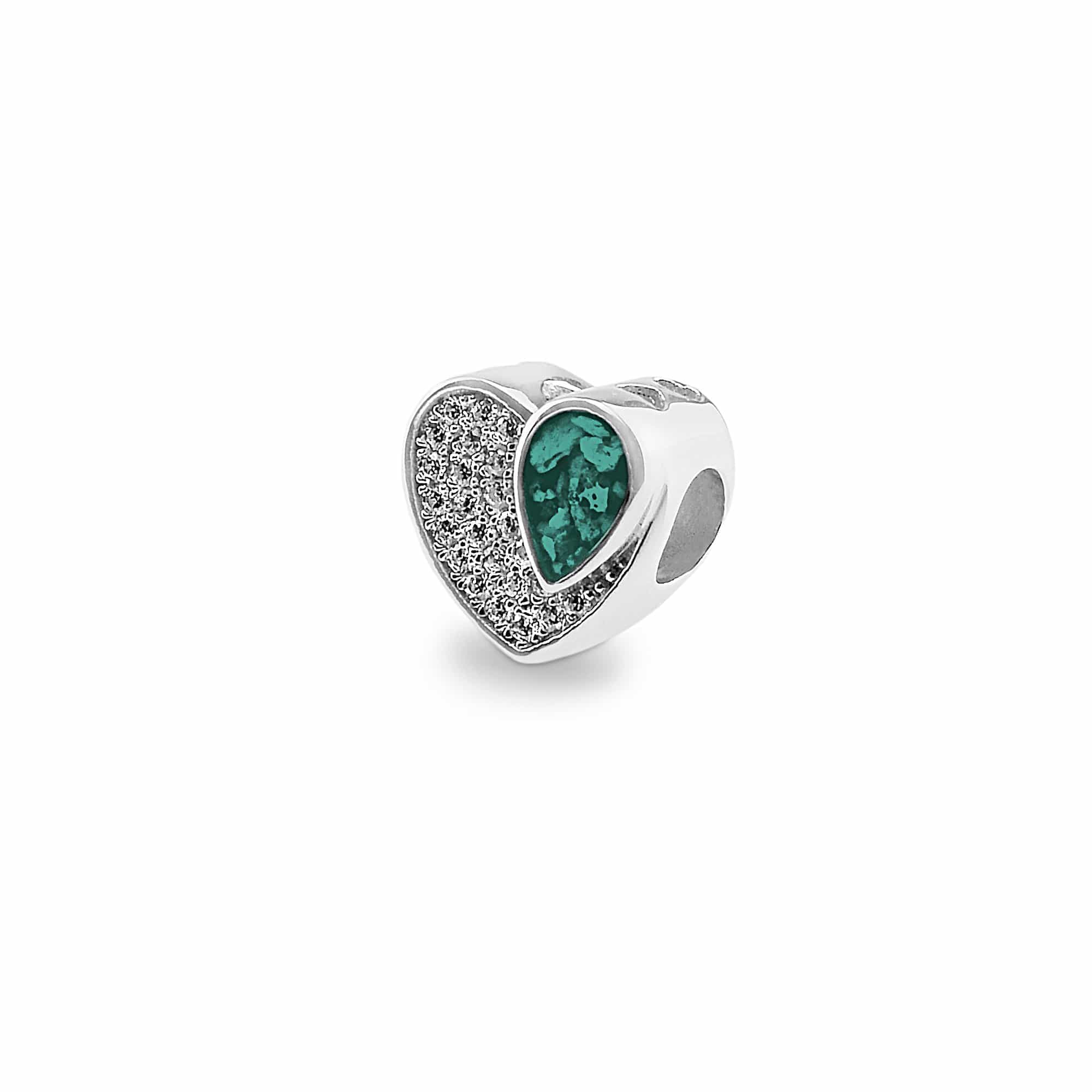 EverWith Beloved Memorial Ashes Charm Bead with Fine Crystals Aqua