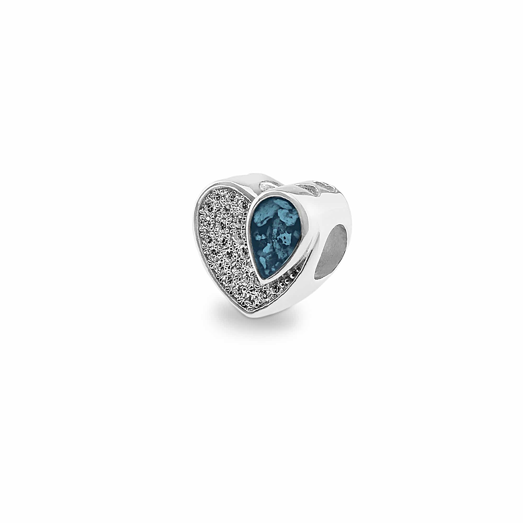 EverWith Beloved Memorial Ashes Charm Bead with Fine Crystals Blue