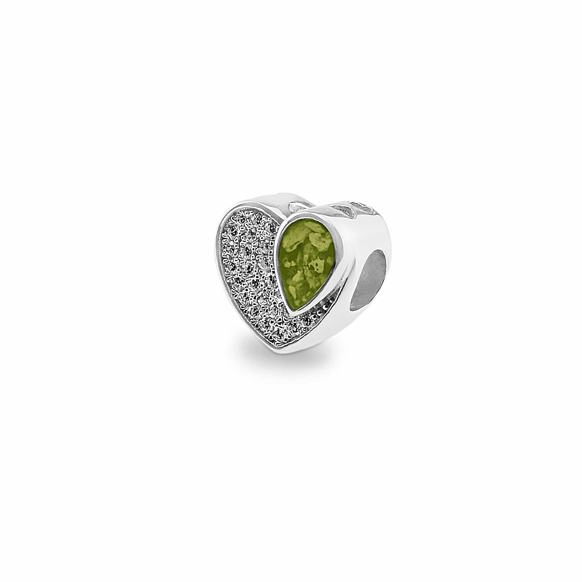 EverWith Beloved Memorial Ashes Charm Bead with Fine Crystals Green