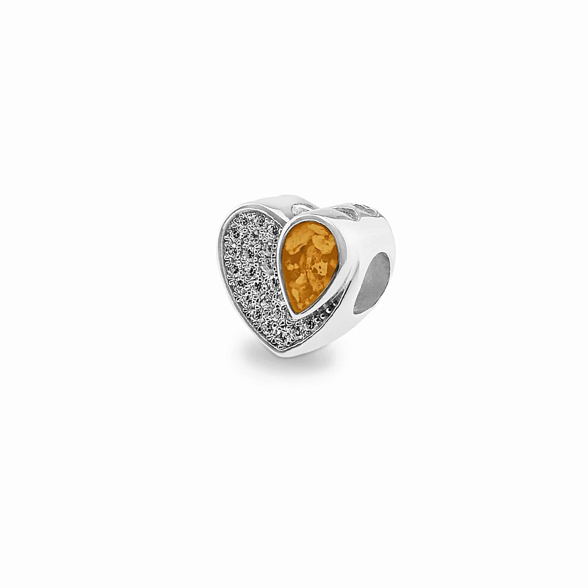 EverWith Beloved Memorial Ashes Charm Bead with Fine Crystals Orange