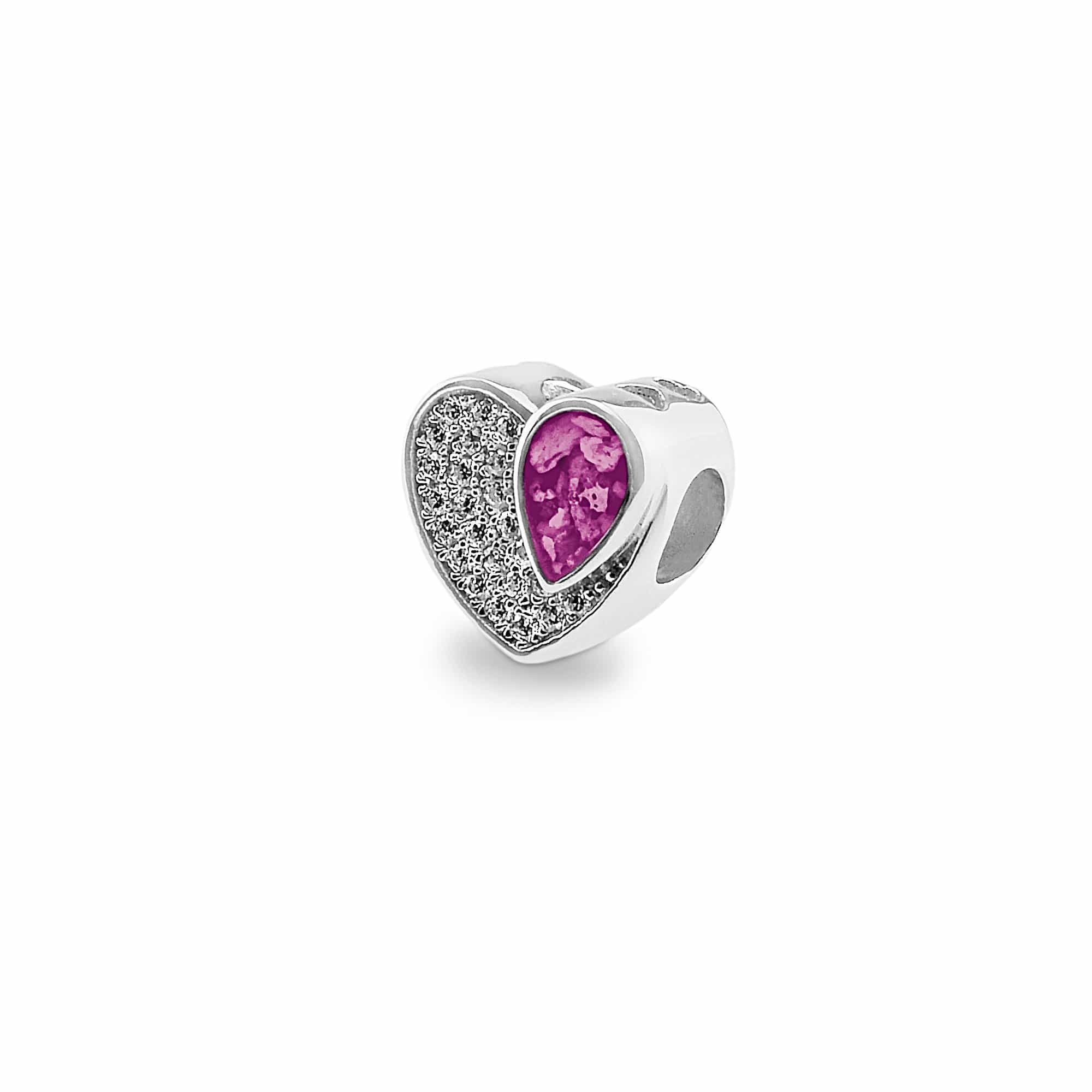 EverWith Beloved Memorial Ashes Charm Bead with Fine Crystals Pink