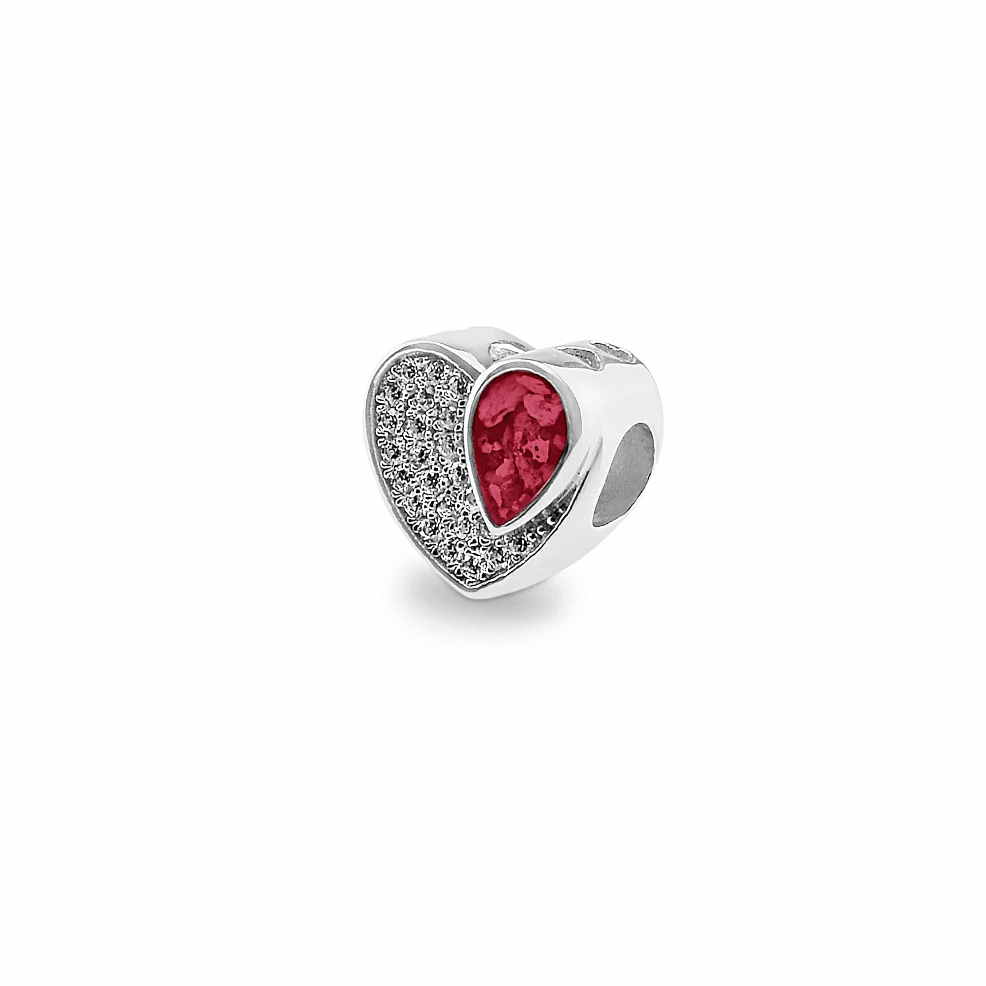 EverWith Beloved Memorial Ashes Charm Bead with Fine Crystals Red