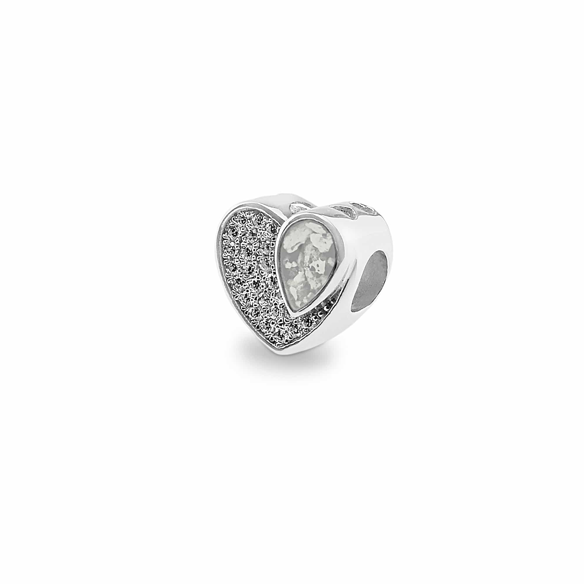 EverWith Beloved Memorial Ashes Charm Bead with Fine Crystals White