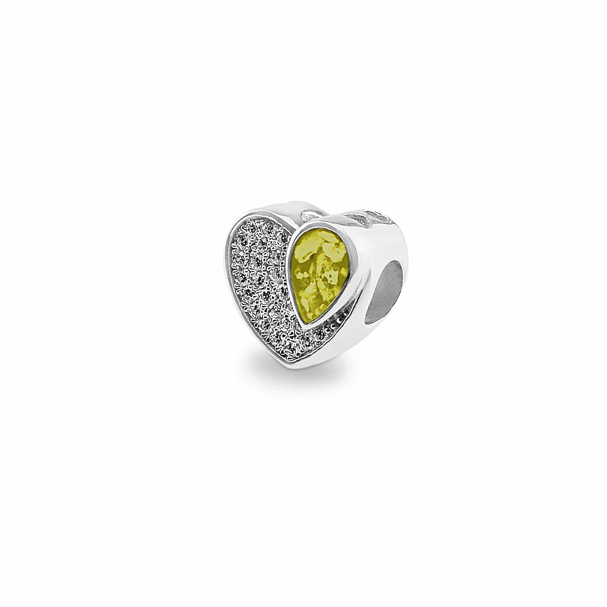 EverWith Beloved Memorial Ashes Charm Bead with Fine Crystals Yellow