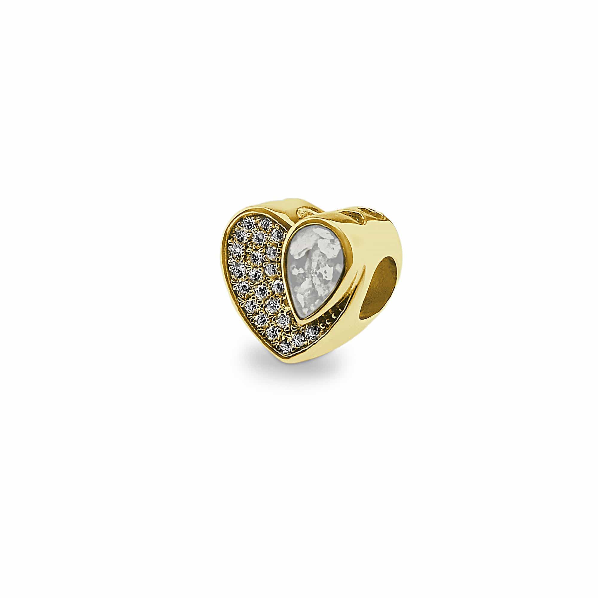 EverWith Beloved Memorial Ashes Charm Bead with Fine Crystals 9k Yellow Gold White