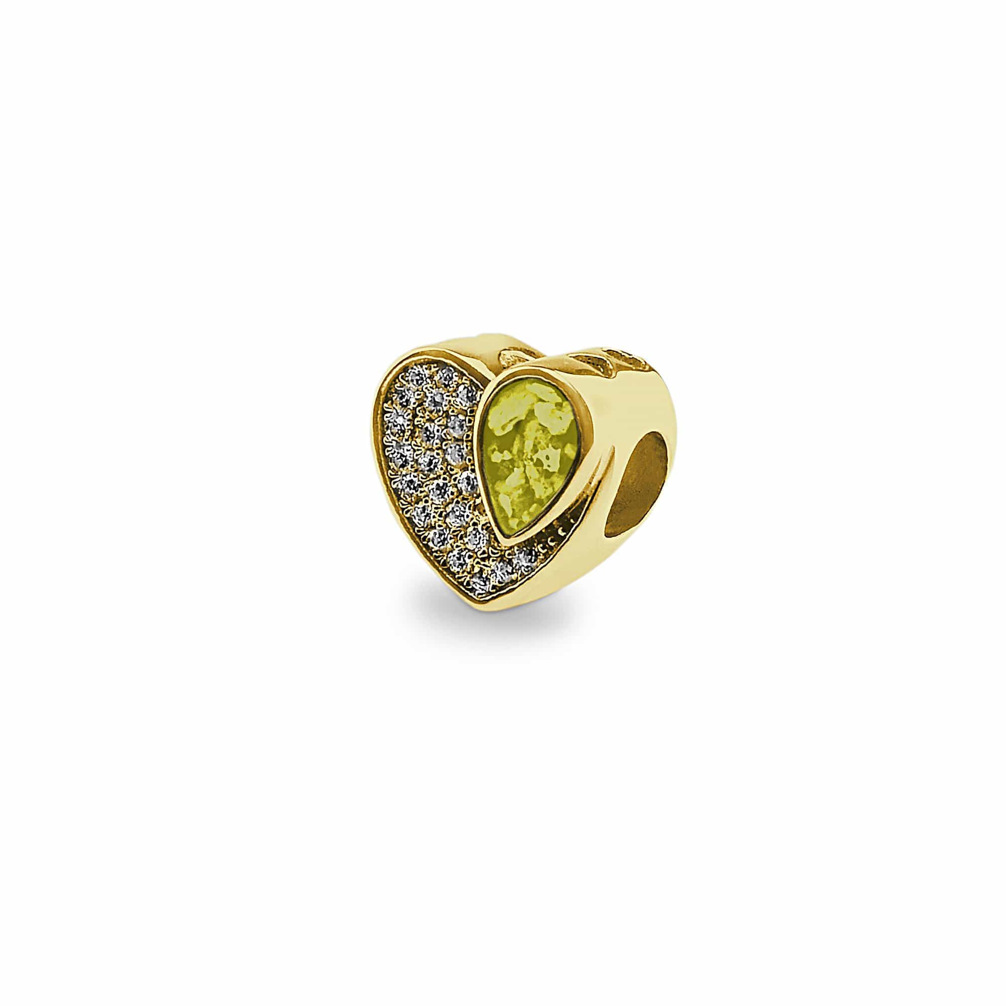 EverWith Beloved Memorial Ashes Charm Bead with Fine Crystals 9k Yellow Gold Yellow