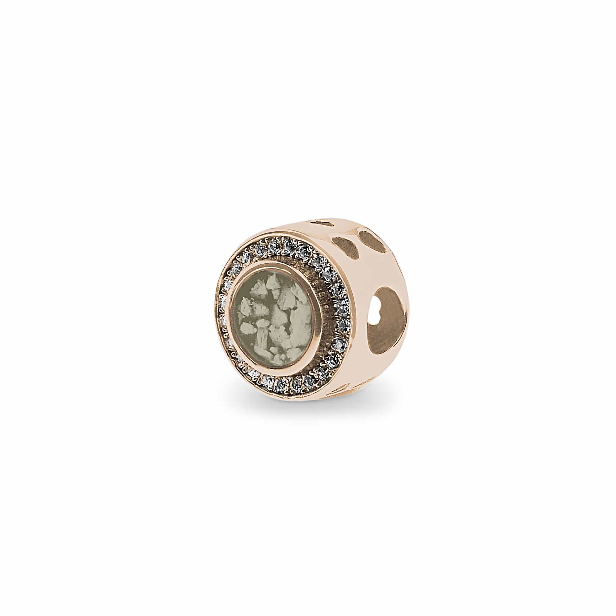 EverWith Admire Memorial Ashes Charm Bead with Fine Crystals 9k Rose Gold Transparent