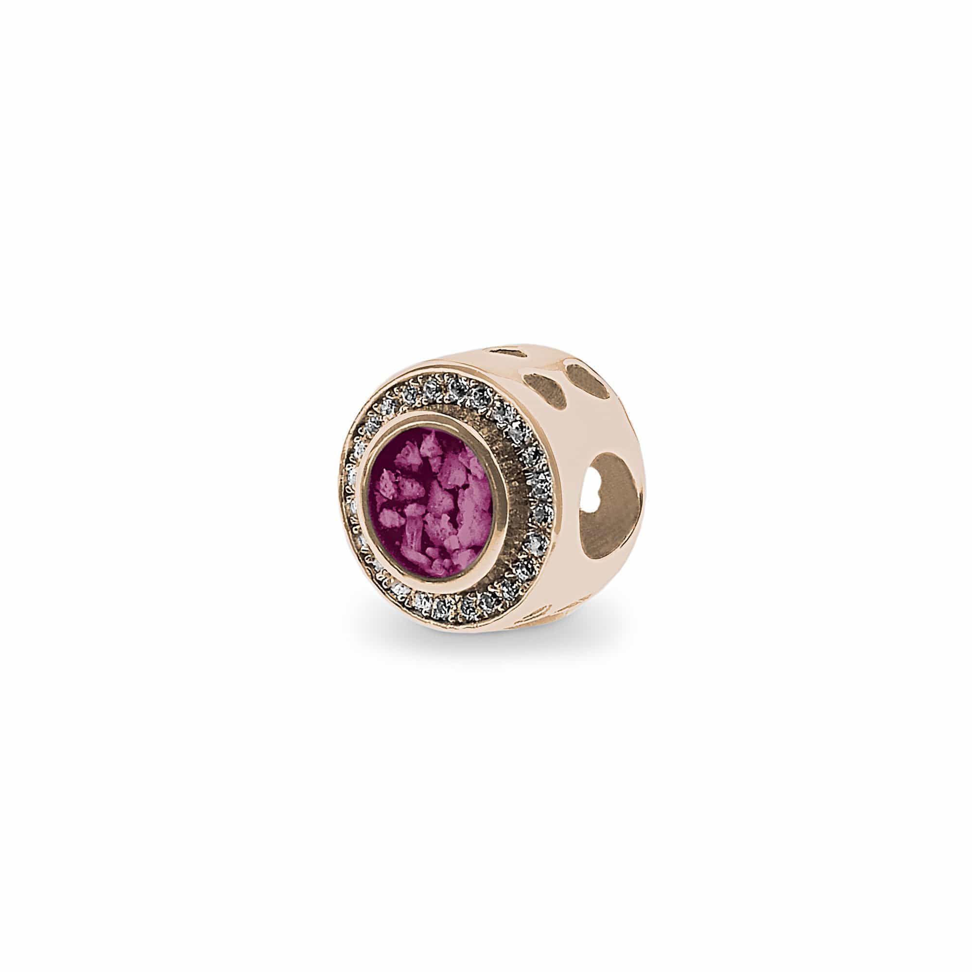 EverWith Admire Memorial Ashes Charm Bead with Fine Crystals 9k Rose Gold Violet