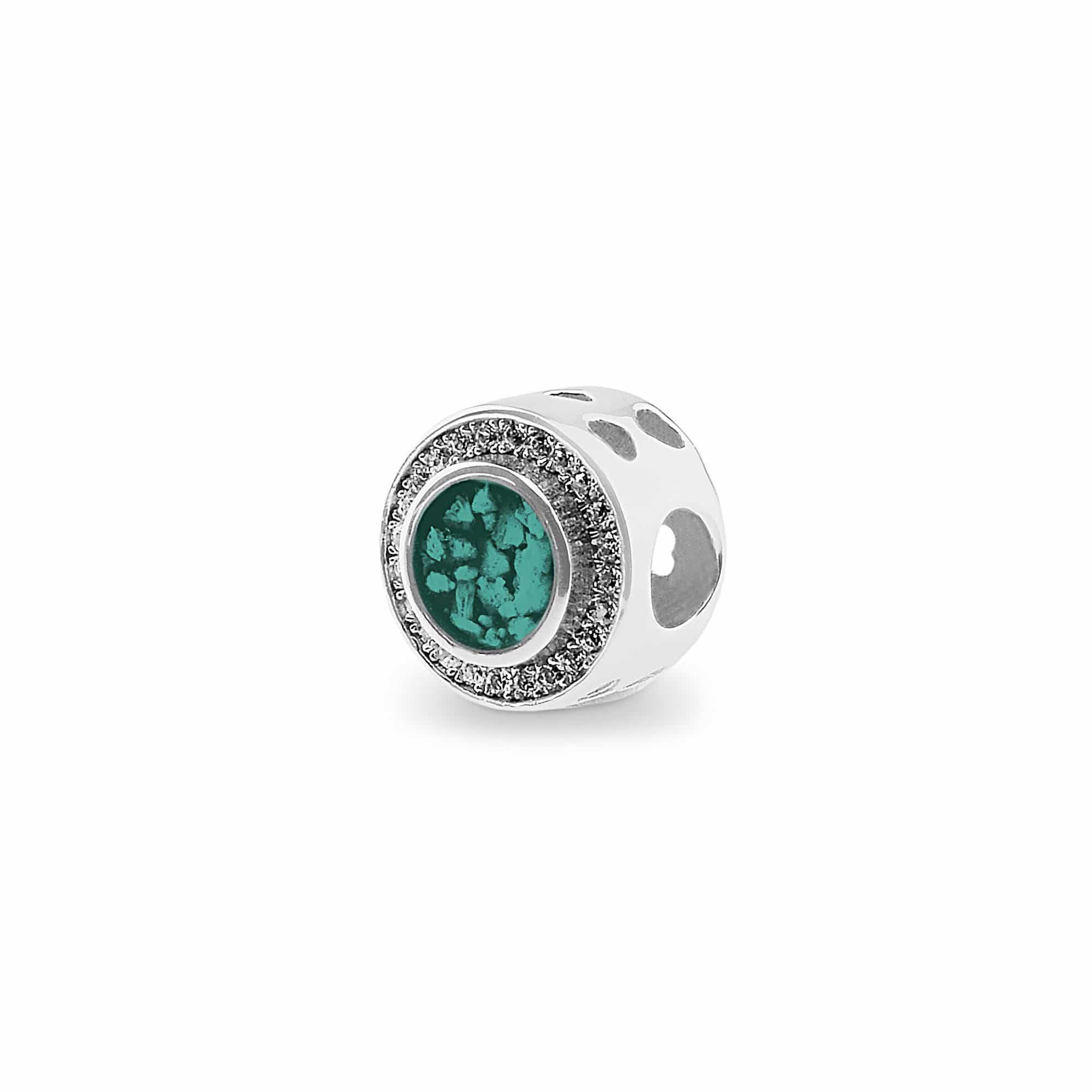 EverWith Admire Memorial Ashes Charm Bead with Fine Crystals Aqua