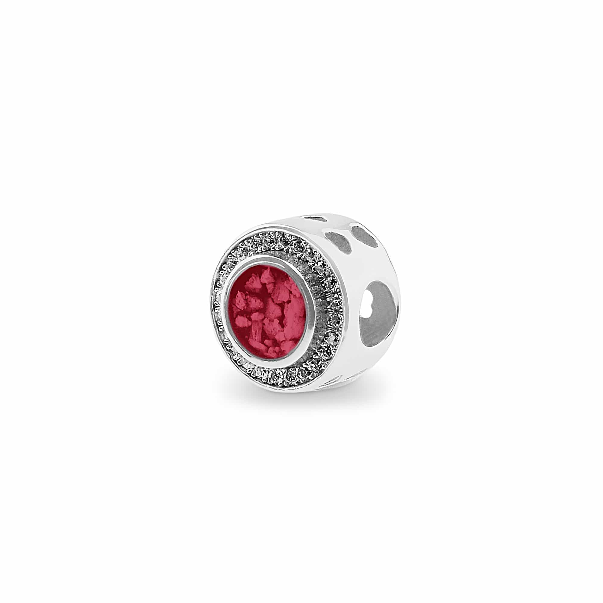 EverWith Admire Memorial Ashes Charm Bead with Fine Crystals Red