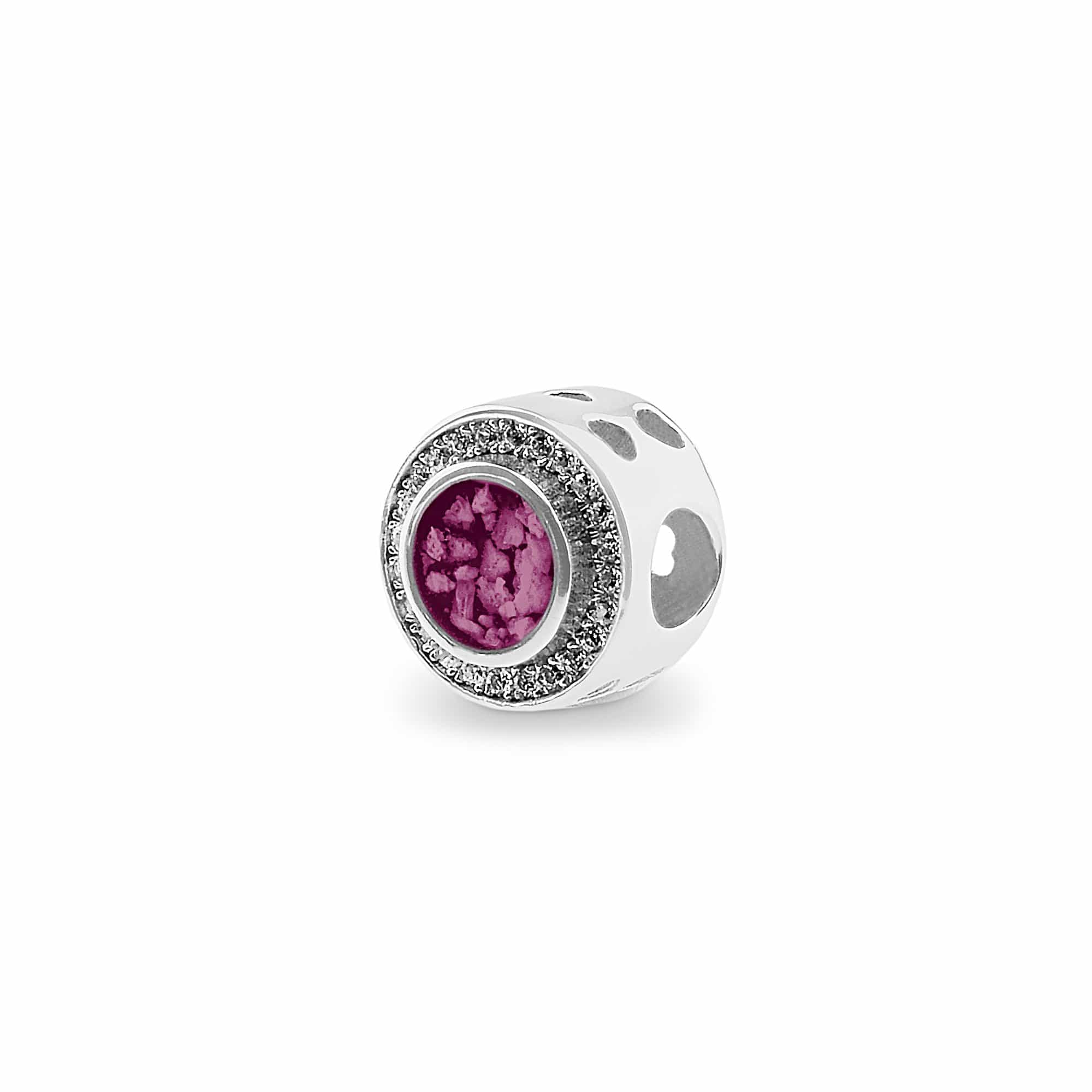 EverWith Admire Memorial Ashes Charm Bead with Fine Crystals Violet
