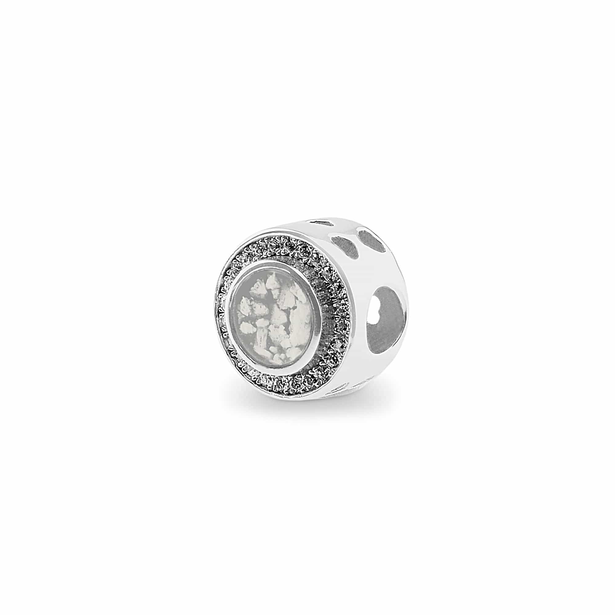 EverWith Admire Memorial Ashes Charm Bead with Fine Crystals White
