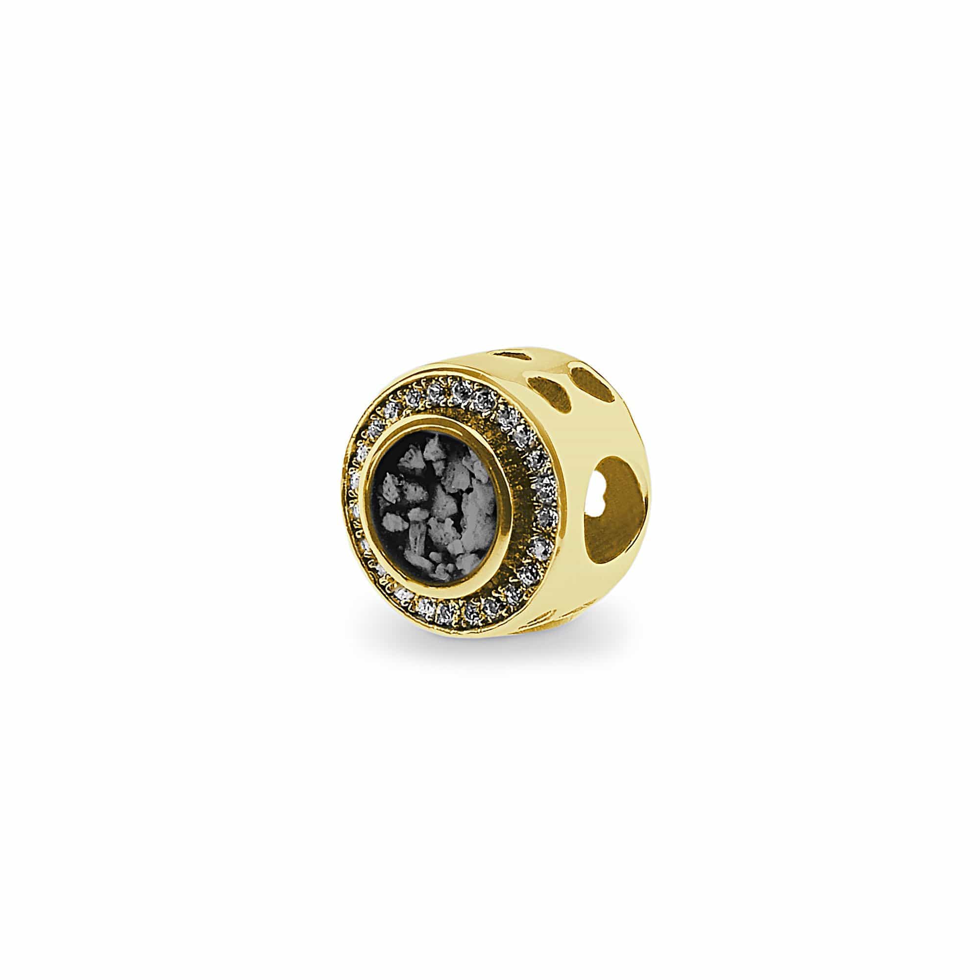EverWith Admire Memorial Ashes Charm Bead with Fine Crystals 9k Yellow Gold Black