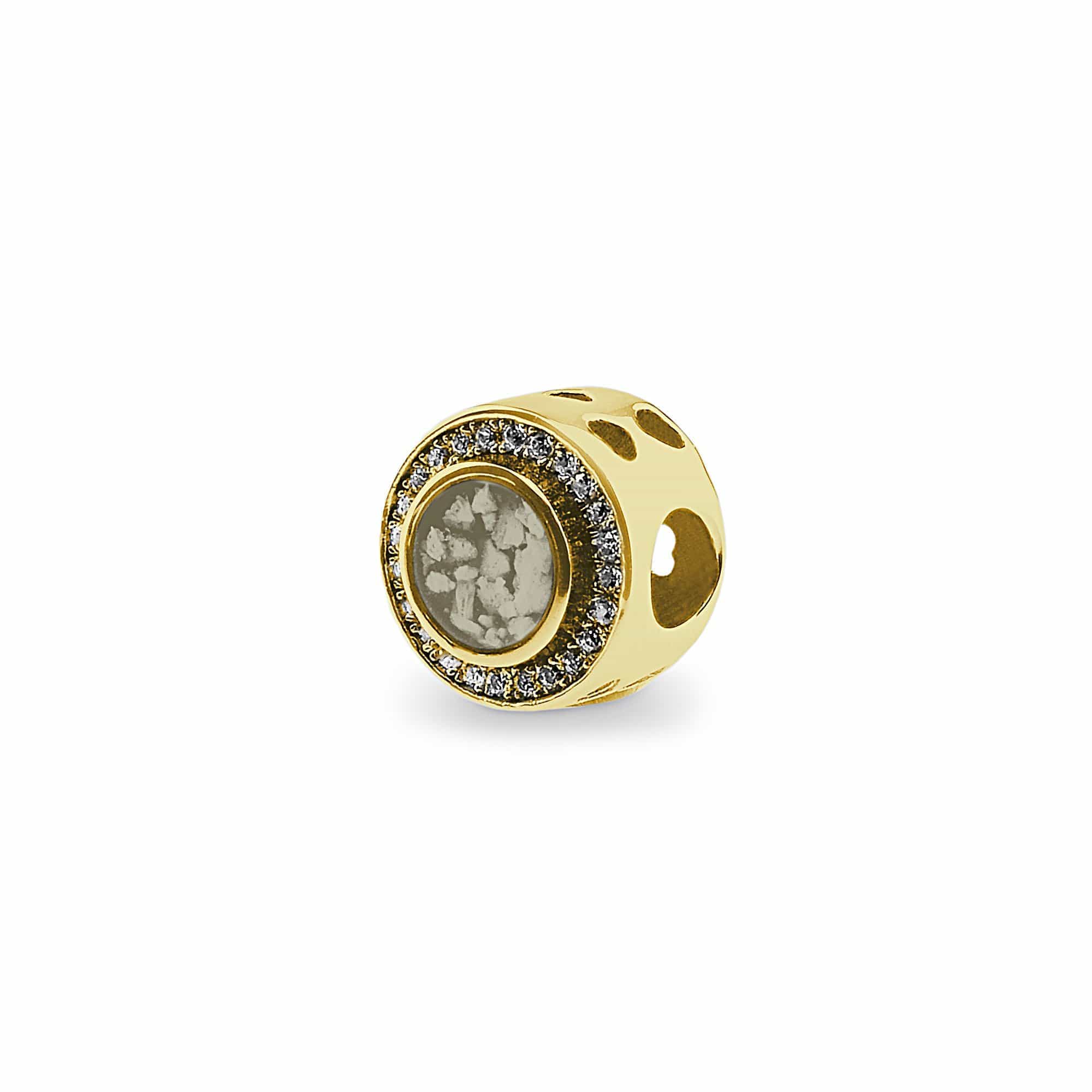 EverWith Admire Memorial Ashes Charm Bead with Fine Crystals 9k Yellow Gold Transparent
