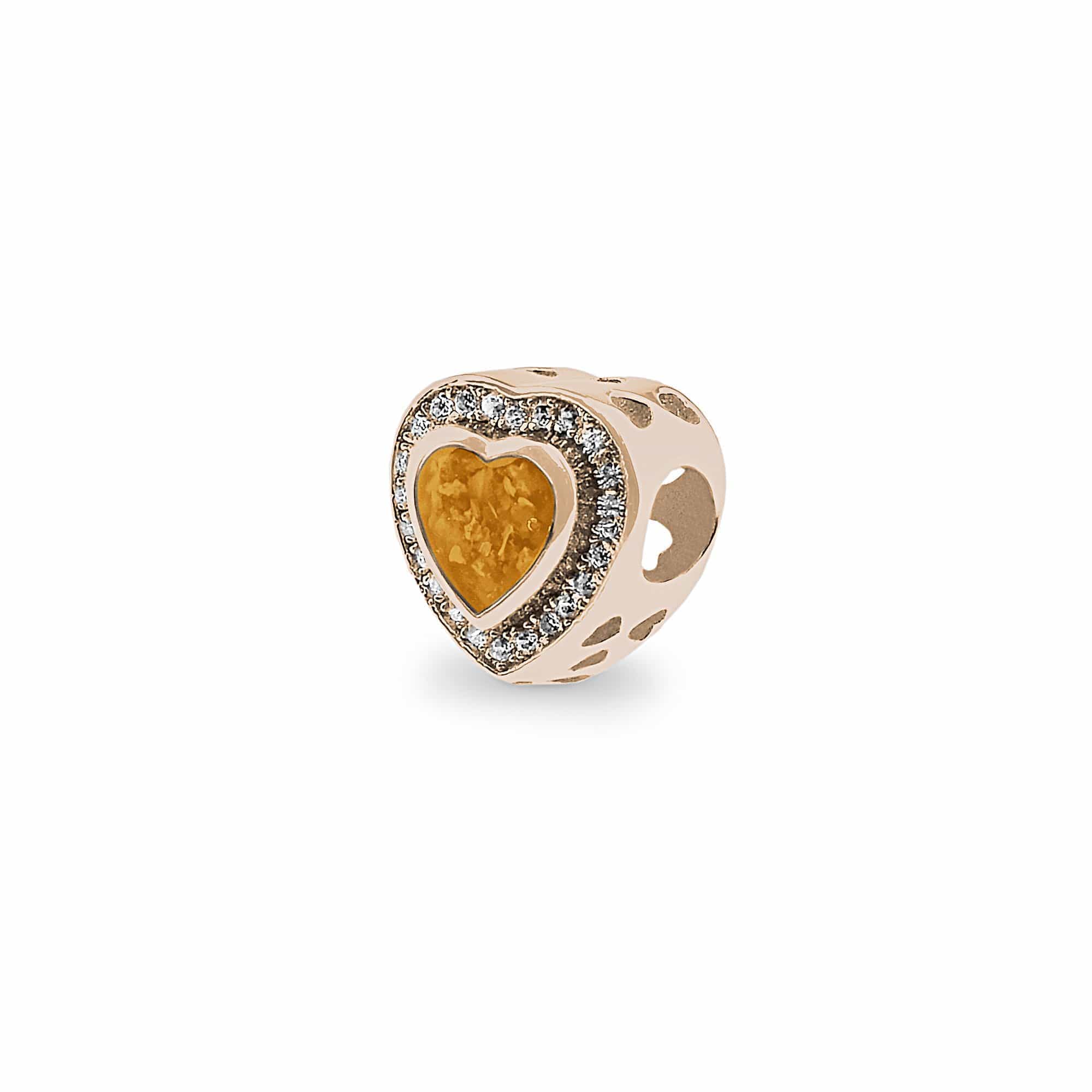 EverWith Comfort Memorial Ashes Charm Bead with Fine Crystals 9k Rose Gold Orange