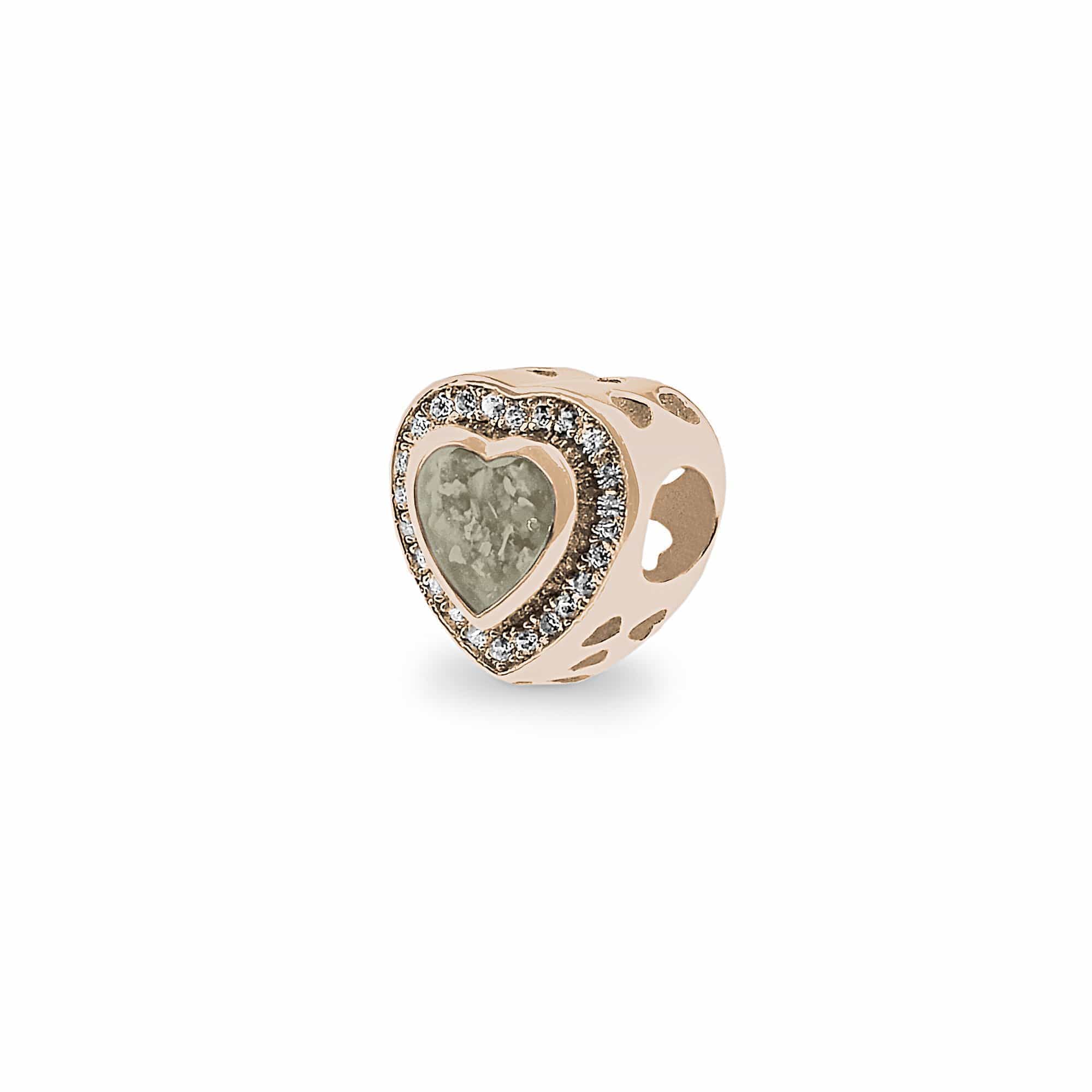 EverWith Comfort Memorial Ashes Charm Bead with Fine Crystals 9k Rose Gold Transparent