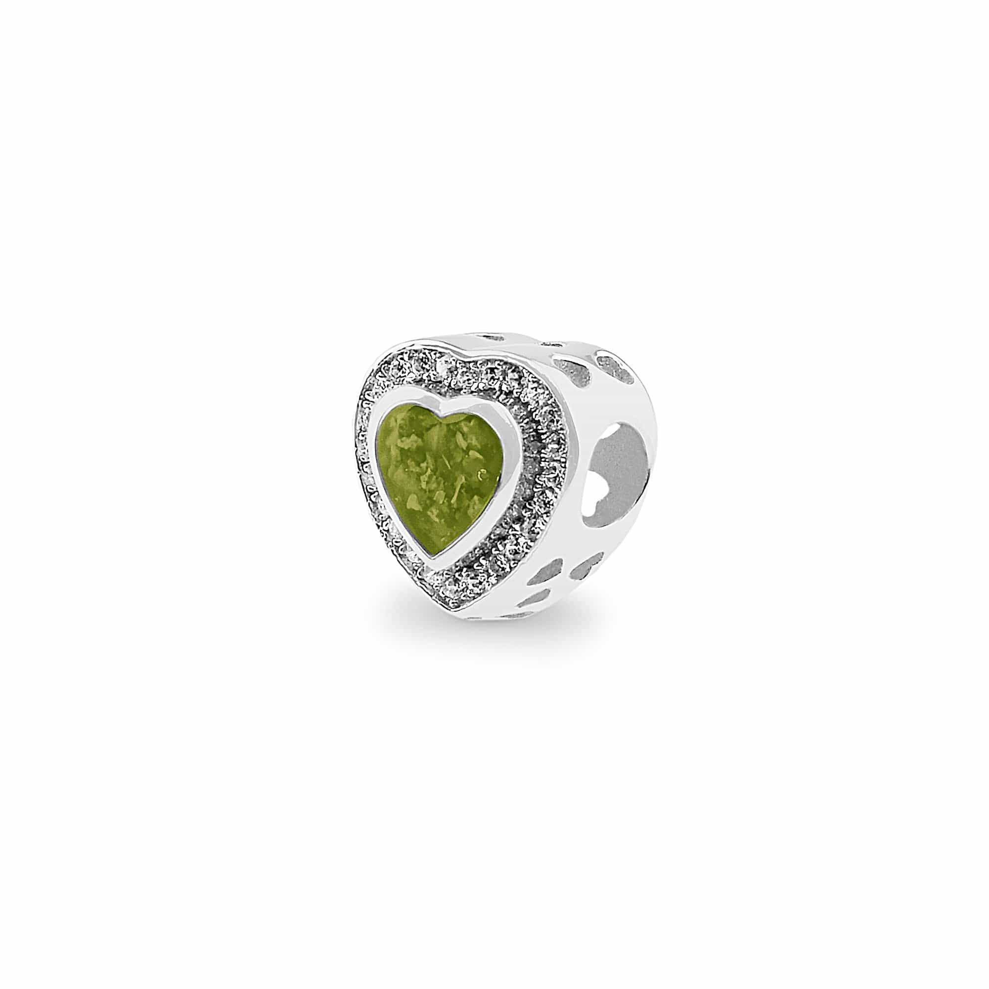 EverWith Comfort Memorial Ashes Charm Bead with Fine Crystals Green