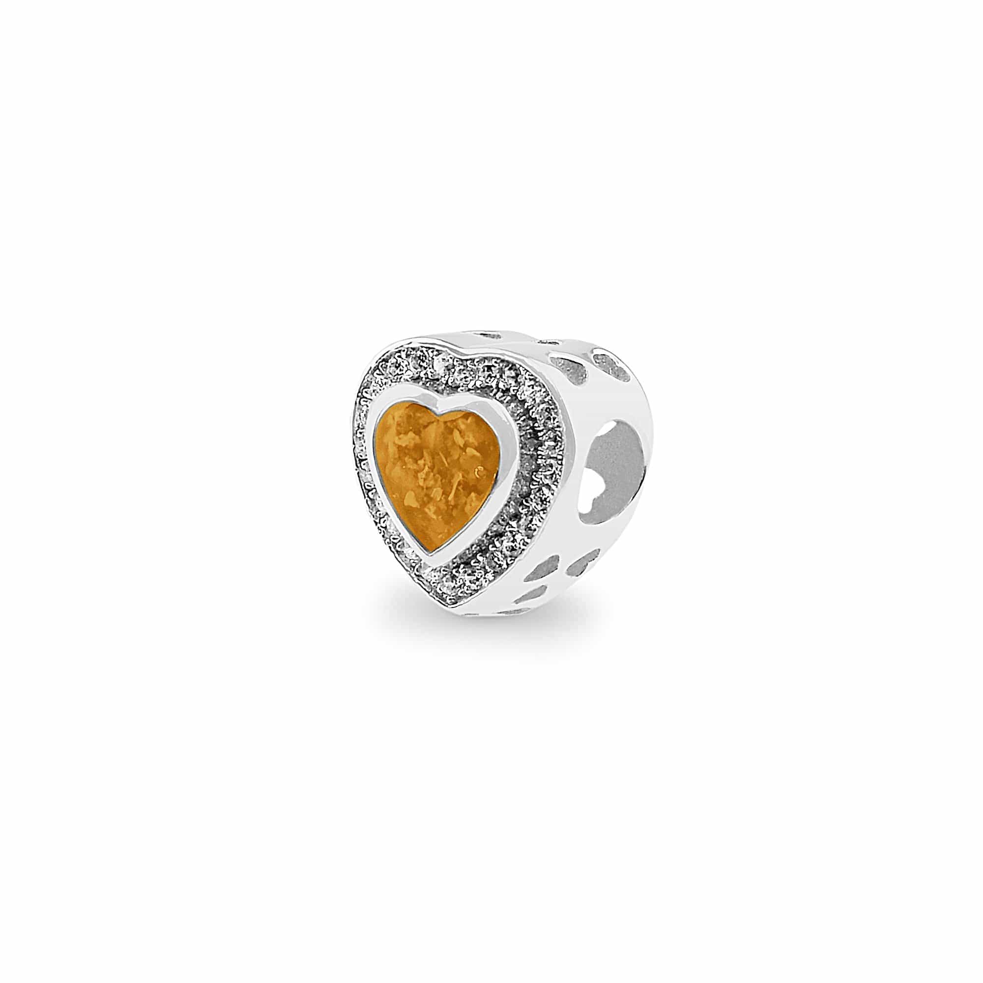 EverWith Comfort Memorial Ashes Charm Bead with Fine Crystals Orange