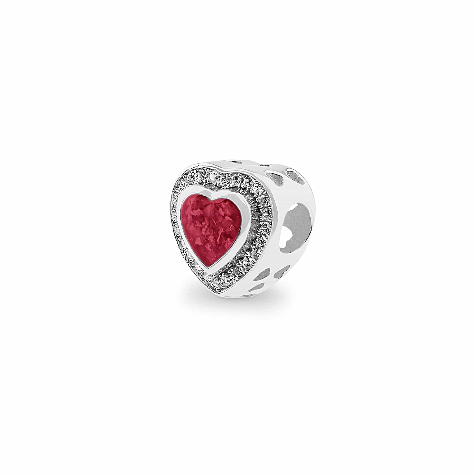 EverWith Comfort Memorial Ashes Charm Bead with Fine Crystals Red