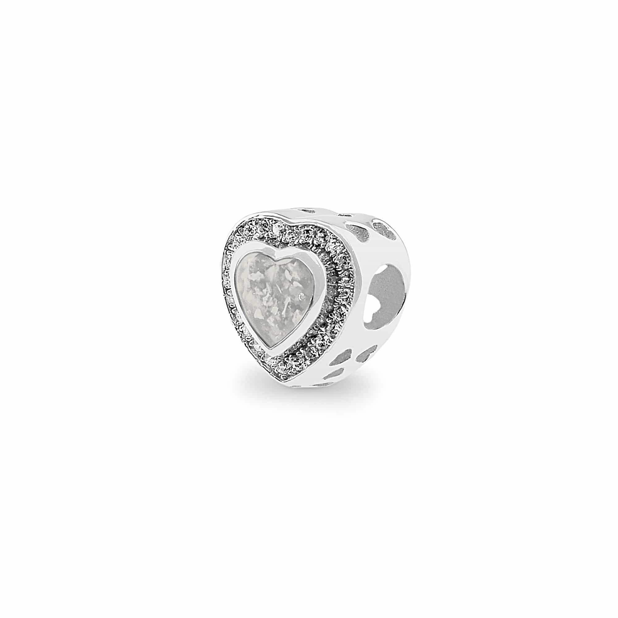 EverWith Comfort Memorial Ashes Charm Bead with Fine Crystals White
