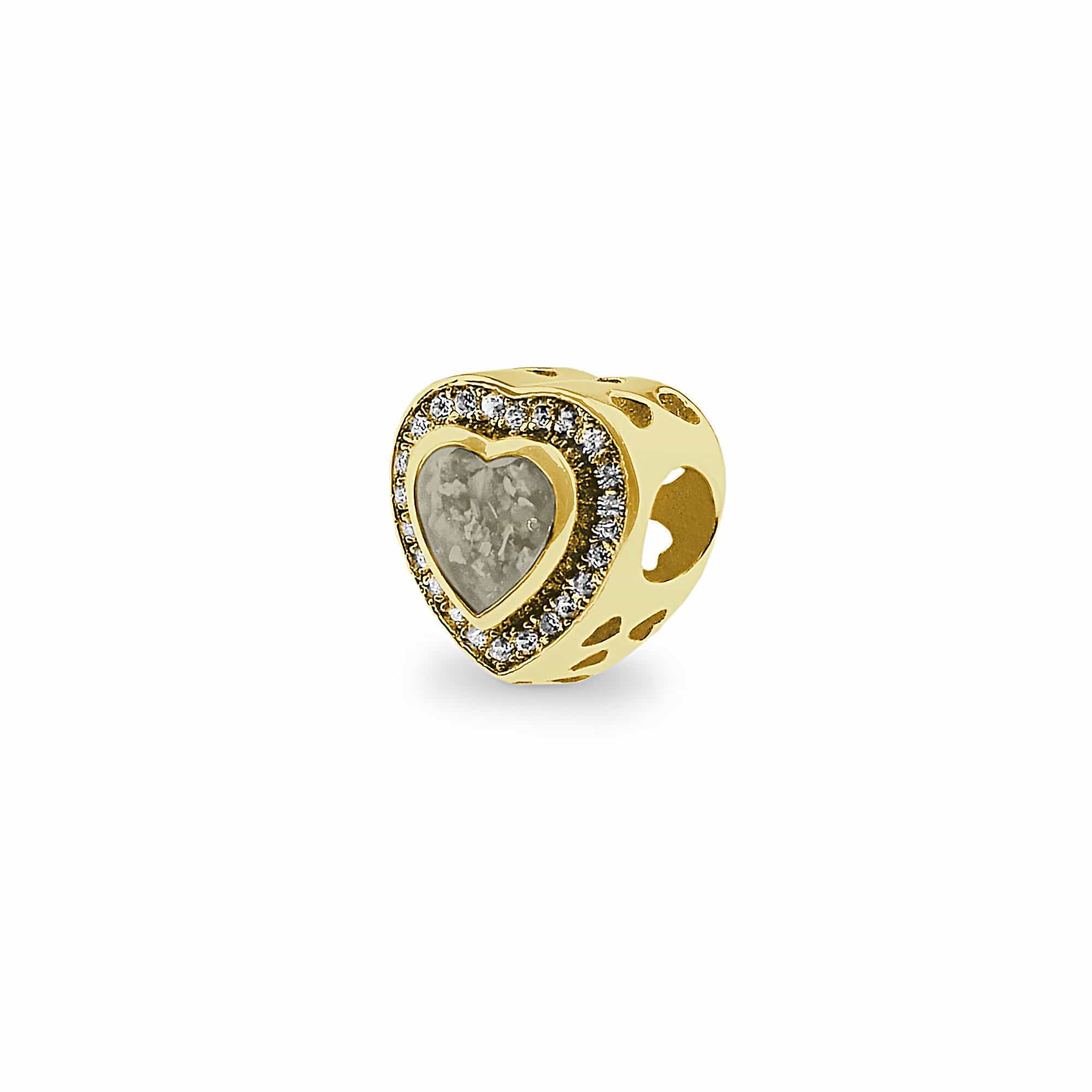 EverWith Comfort Memorial Ashes Charm Bead with Fine Crystals 9k Yellow Gold Transparent