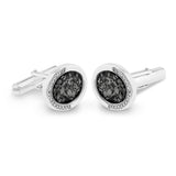 EverWith Gents Fancy Oval Memorial Ashes Cufflinks with Fine Crystals Black