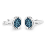 EverWith Gents Fancy Round Memorial Ashes Cufflinks with Fine Crystals Blue