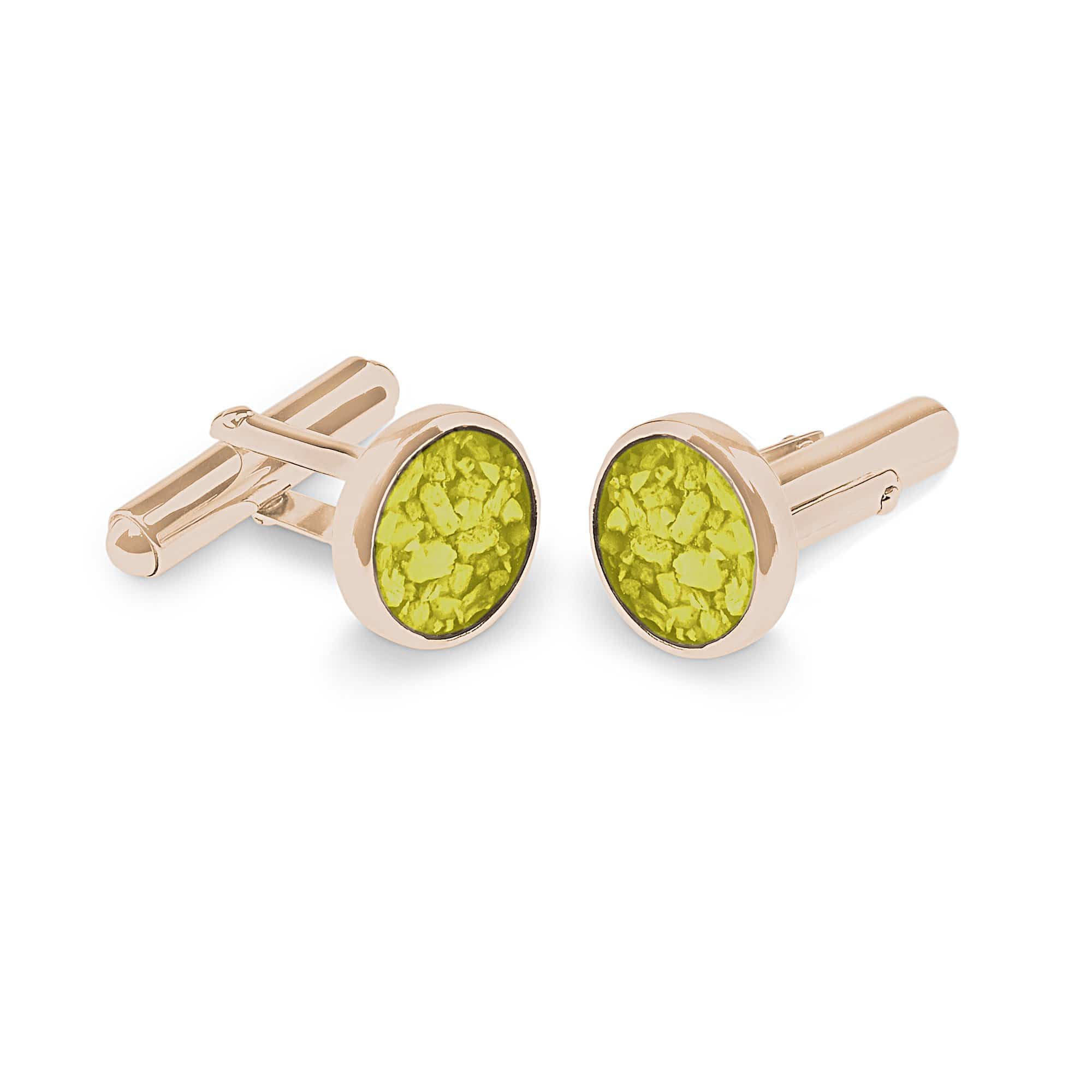 EverWith Gents Classic Round Memorial Ashes Cufflinks 9k Rose Gold Yellow