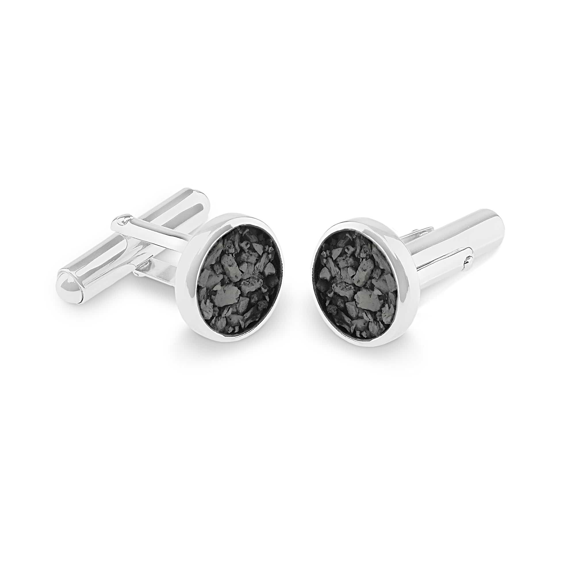 EverWith Gents Classic Round Memorial Ashes Cufflinks Black