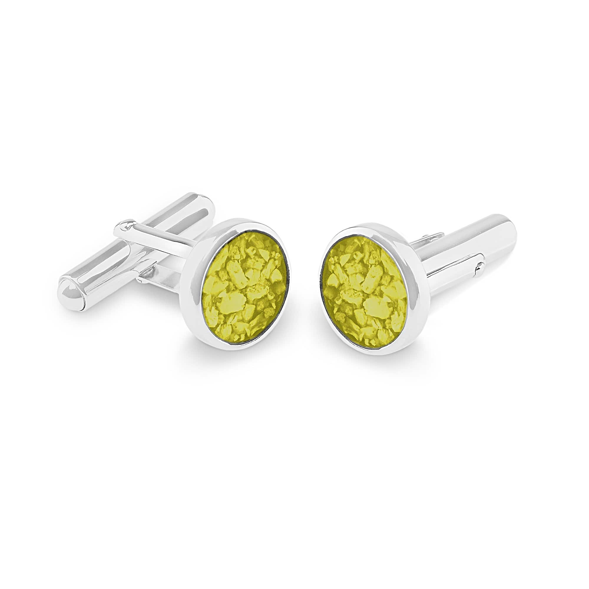 EverWith Gents Classic Round Memorial Ashes Cufflinks Yellow