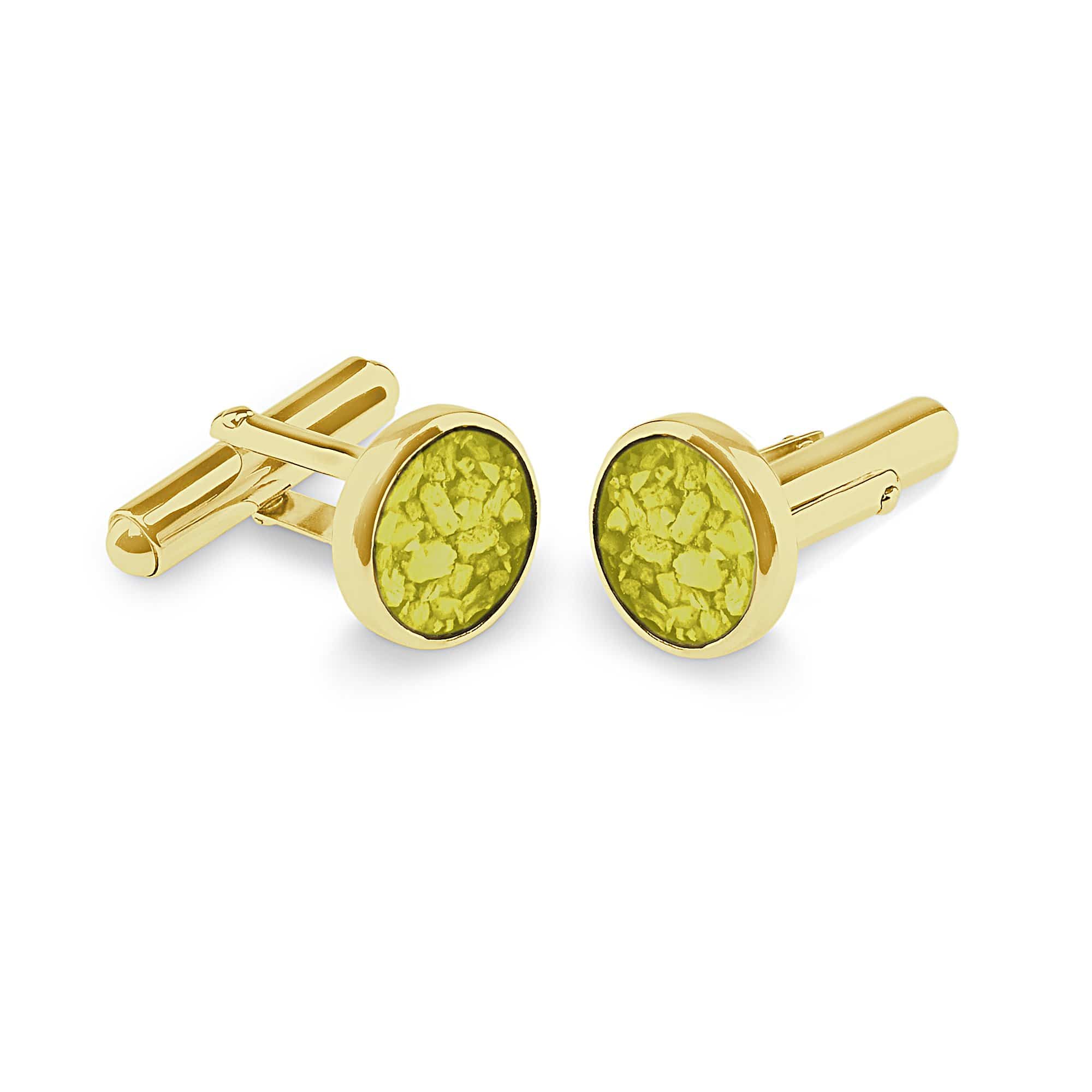 EverWith Gents Classic Round Memorial Ashes Cufflinks 9k Yellow Gold Yellow