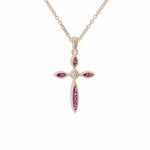 EverWith Unisex Solace Cross Memorial Ashes Pendant with Fine Crystal 9k Rose Gold Pink