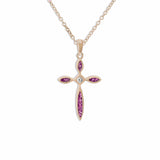 EverWith Unisex Solace Cross Memorial Ashes Pendant with Fine Crystal 9k Rose Gold Pink