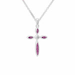 EverWith Unisex Solace Cross Memorial Ashes Pendant with Fine Crystal Pink