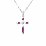 EverWith Unisex Solace Cross Memorial Ashes Pendant with Fine Crystal Pink