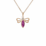 EverWith Ladies Bee Memorial Ashes Pendant with Fine Crystal 9k Rose Gold Pink