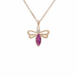 EverWith Ladies Bee Memorial Ashes Pendant with Fine Crystal 9k Rose Gold Pink