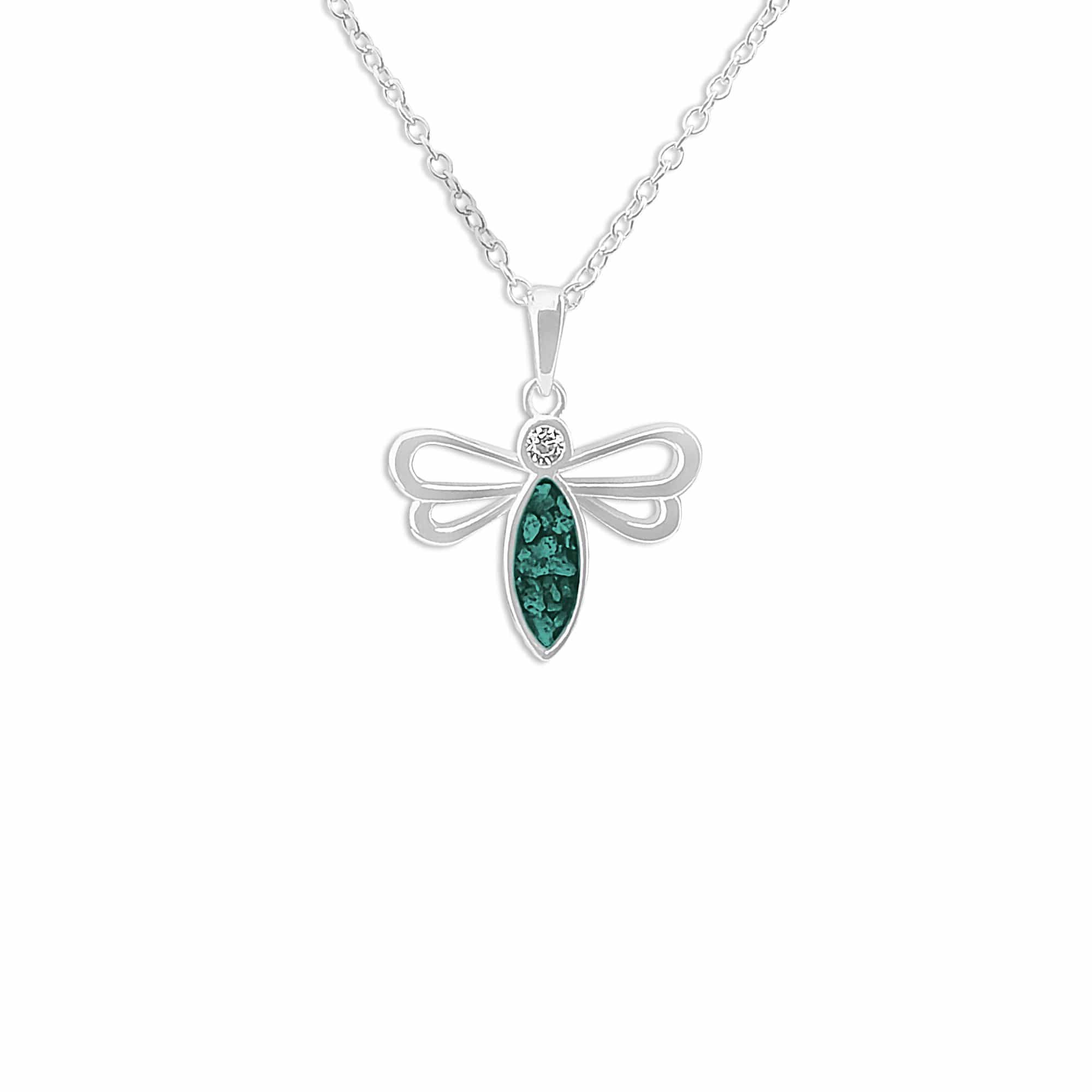 EverWith Ladies Bee Memorial Ashes Pendant with Fine Crystal Aqua