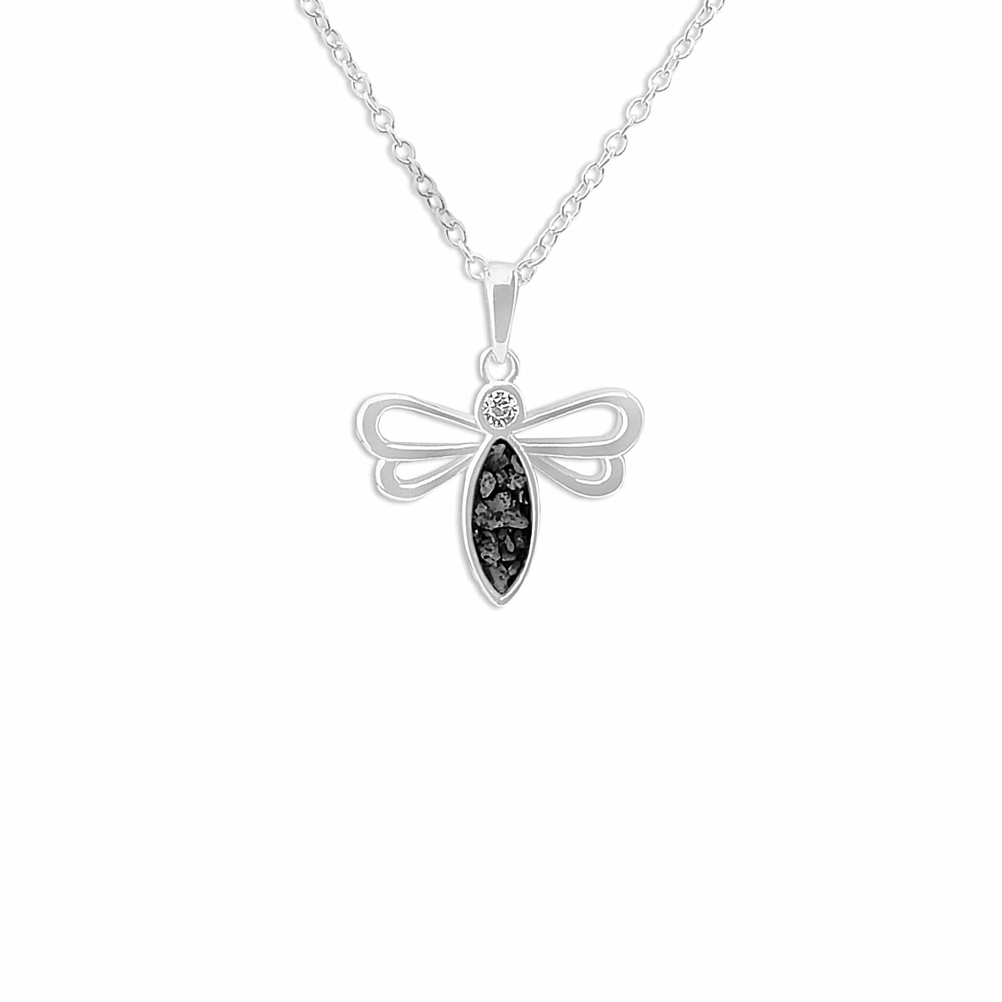 EverWith Ladies Bee Memorial Ashes Pendant with Fine Crystal Black