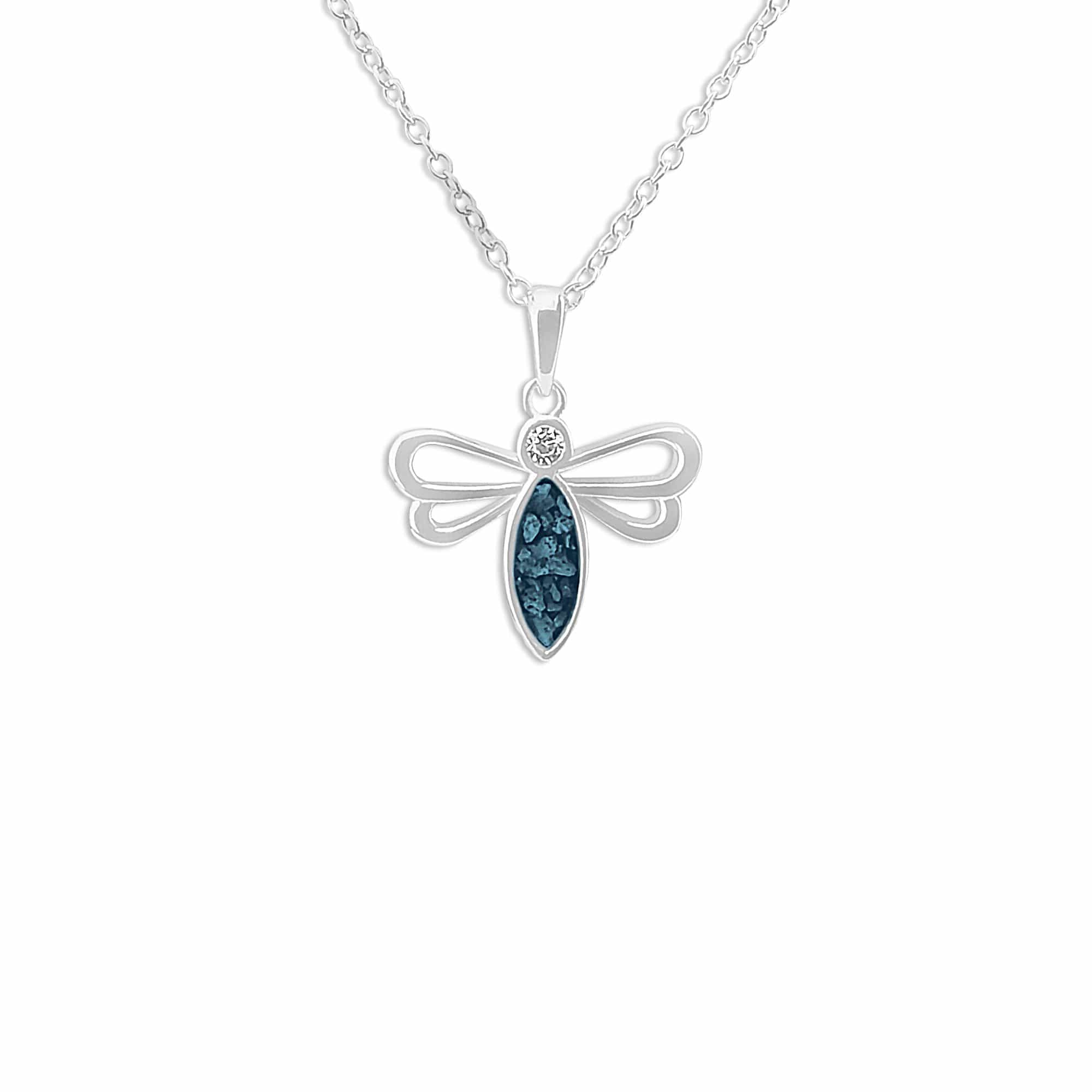 EverWith Ladies Bee Memorial Ashes Pendant with Fine Crystal Blue