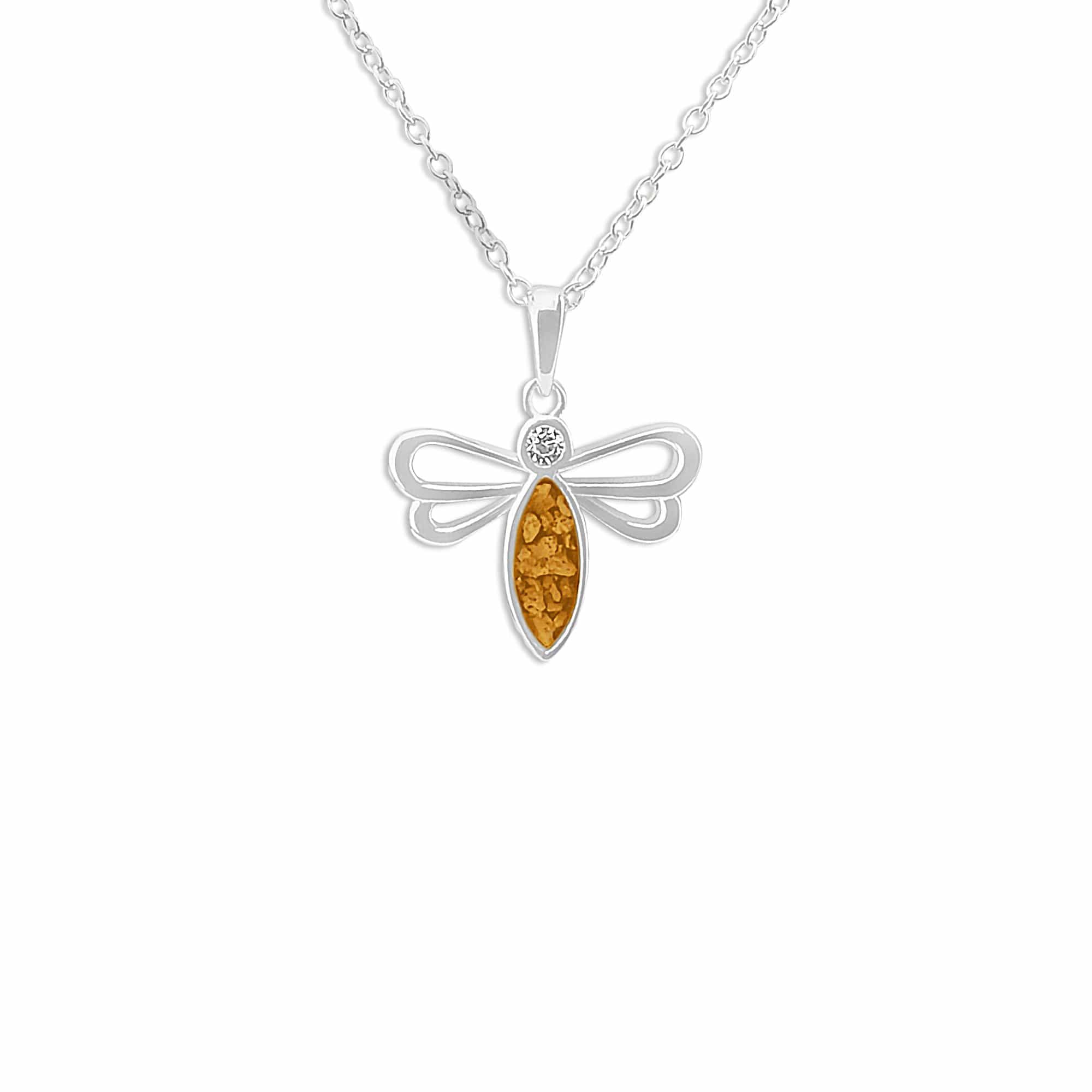 EverWith Ladies Bee Memorial Ashes Pendant with Fine Crystal Orange
