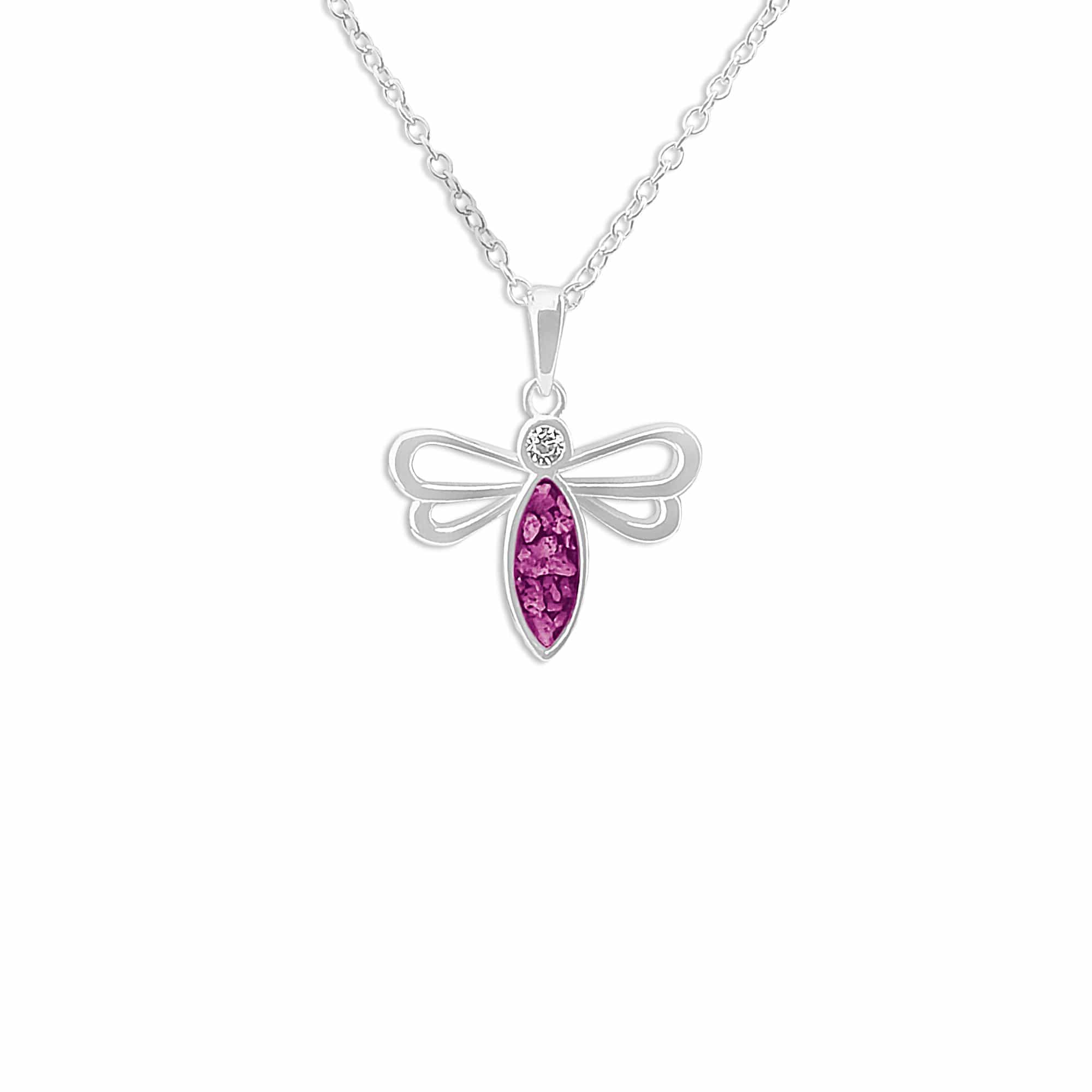 EverWith Ladies Bee Memorial Ashes Pendant with Fine Crystal Pink