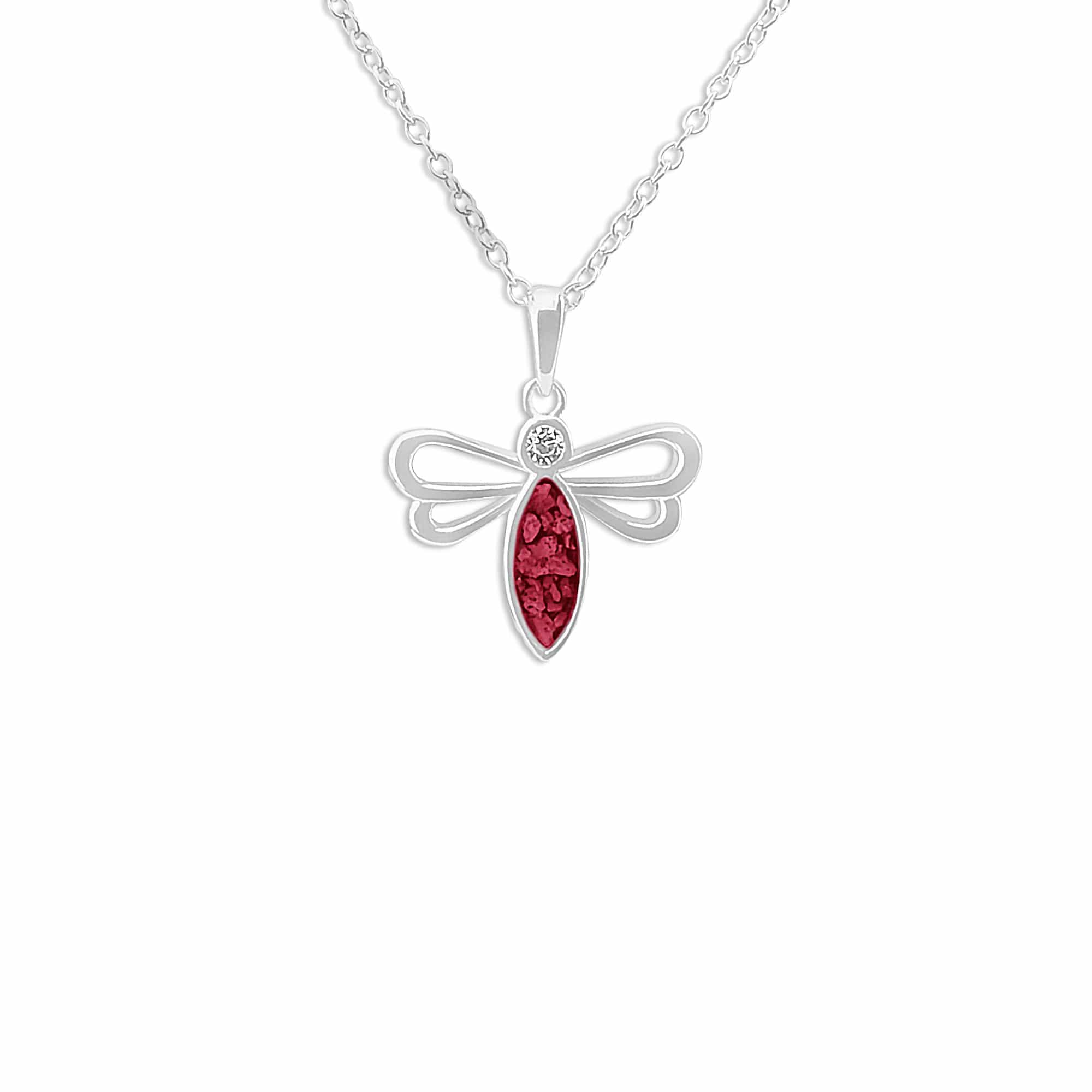 EverWith Ladies Bee Memorial Ashes Pendant with Fine Crystal Red