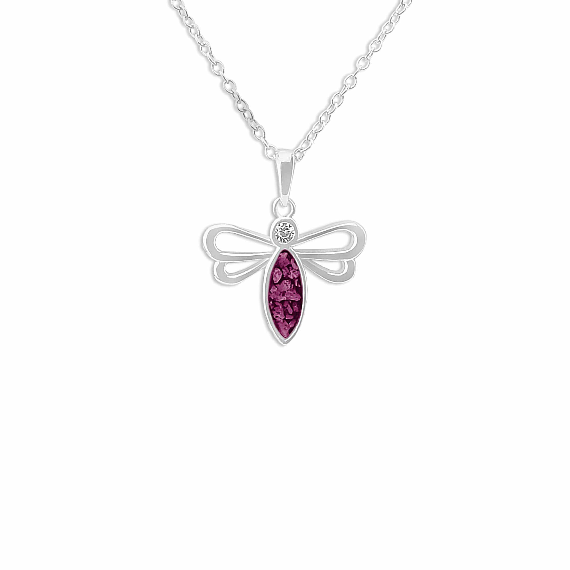 EverWith Ladies Bee Memorial Ashes Pendant with Fine Crystal Violet