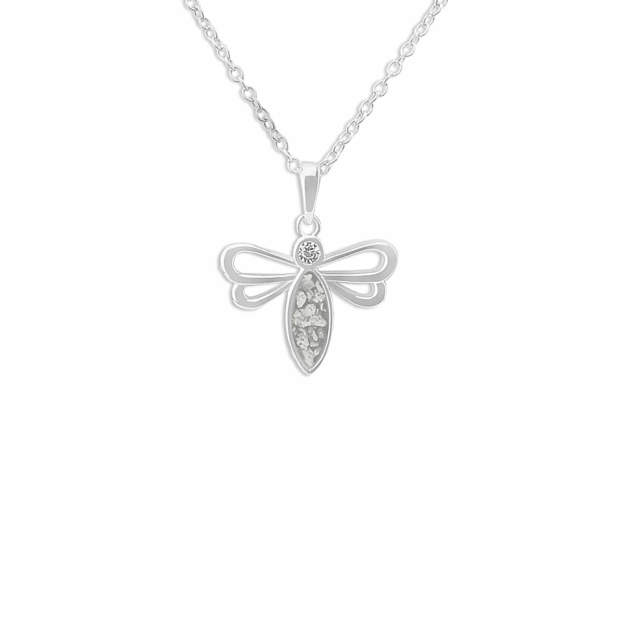 EverWith Ladies Bee Memorial Ashes Pendant with Fine Crystal White